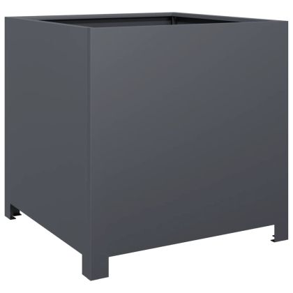 Градинска кашпа, антрацит, 50x50x50 см, стомана