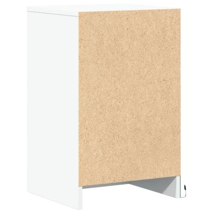 Нощно шкафче с LED осветление, бяло, инженерно дърво