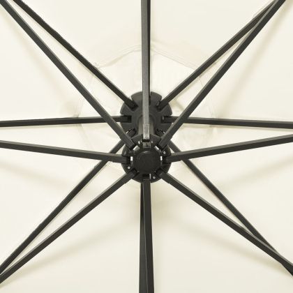 Конзолен градински чадър с прът и LED светлини, пясъчен, 300 см