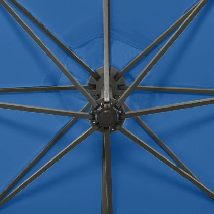 Конзолен градински чадър с прът и LED светлини, лазурен, 300 см