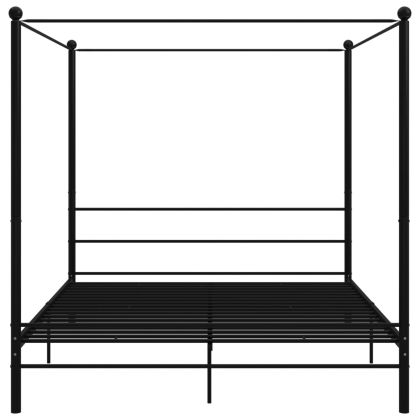 Рамка за легло с балдахин, черна, метал, 200x200 cм