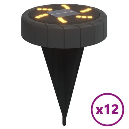 Соларни земни лампи със земни шипове външни 12 бр топло бяло