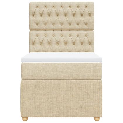 Боксспринг легло с матрак, кремава, 90x190 см, плат