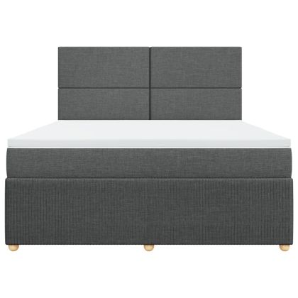 Боксспринг легло с матрак, тъмносиво, 180x200 см, плат