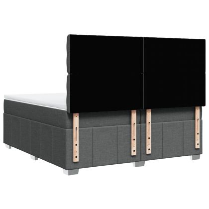 Боксспринг легло с матрак, тъмносиво, 200x200 см, плат