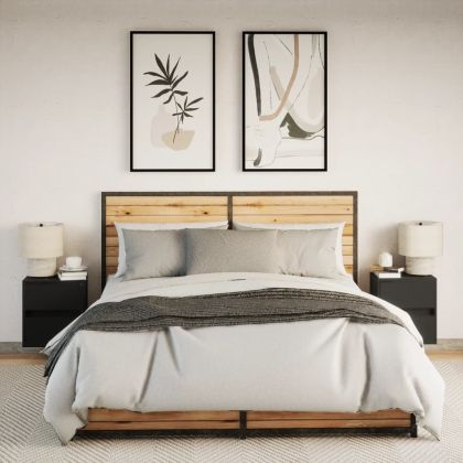 Стенни ТВ шкафове с LED осветление, 2 бр, черни, 41x31x45 см