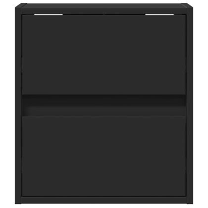 Стенни ТВ шкафове с LED осветление, 2 бр, черни, 41x31x45 см