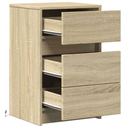 Нощно шкафче с LED осветление, дъб сонома, инженерно дърво