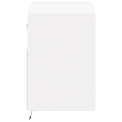 Стенен ТВ шкаф с LED осветление, бял, 80x31x45 см