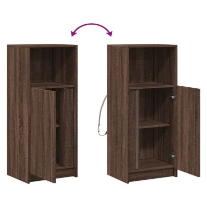 Сайдборд с LED, кафяв дъб, 42,5x34x100 см, инженерно дърво