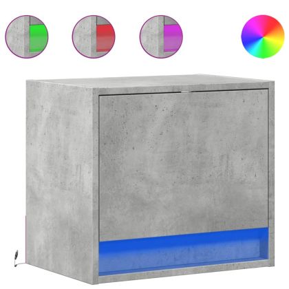 Нощни шкафчета за стена с LED осветление, 2 бр, бетонно сиви