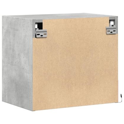 Нощни шкафчета за стена с LED осветление, 2 бр, бетонно сиви