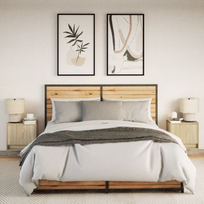 Нощни шкафчета за стена с LED осветление, 2 бр, сонома дъб