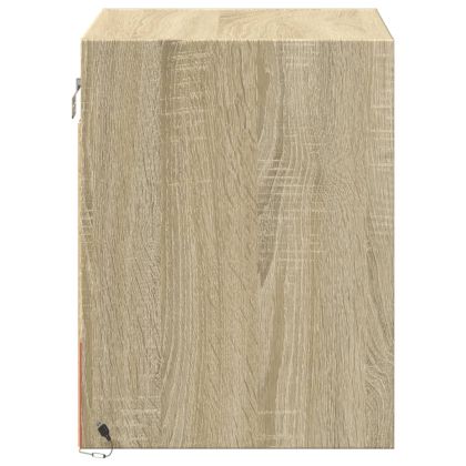 Нощни шкафчета за стена с LED осветление, 2 бр, сонома дъб