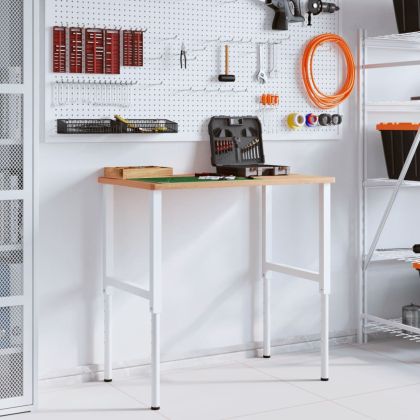 Работна маса 100x60x(71,5-98) см масивно дърво бук правоъгълна