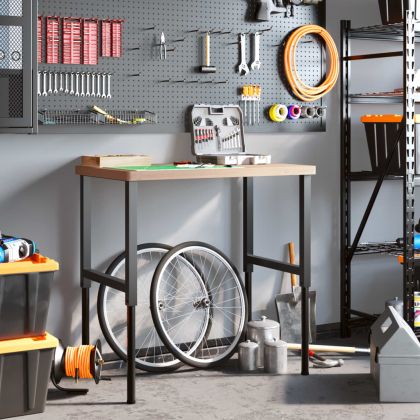 Работна маса 100x60x(73-99,5) см масивно дърво бук правоъгълна