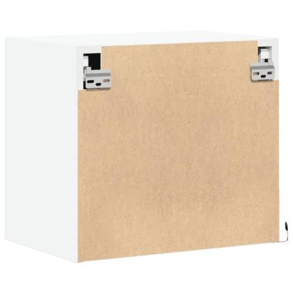 Нощно шкафче за стена с LED осветление, бяло