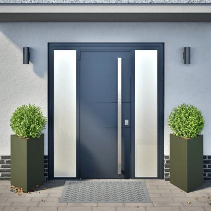 Градински кашпи, 2 бр, маслиненозелени, 50x43x75 см, стомана