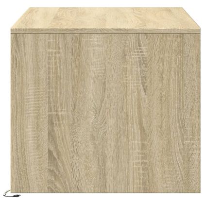 Маса за кафе с LED светлини, дъб сонома, инженерно дърво