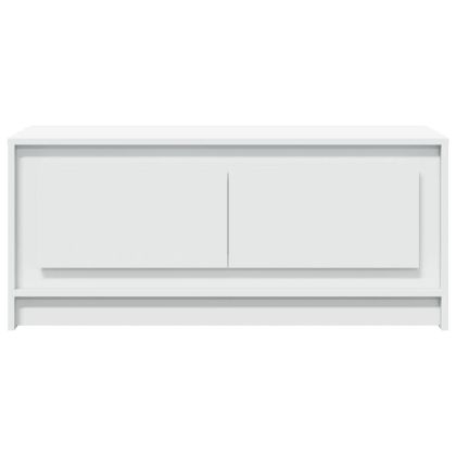 Маса за кафе с LED осветление, бяла, инженерно дърво