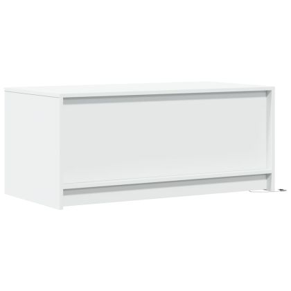 Маса за кафе с LED осветление, бяла, инженерно дърво