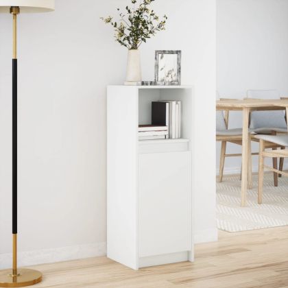 Сайдборд с LED, бял, 38x34x100 см, инженерно дърво