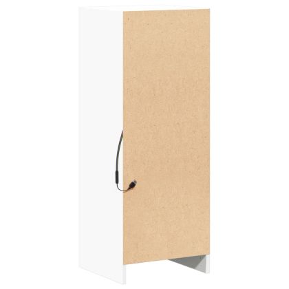 Сайдборд с LED, бял, 38x34x100 см, инженерно дърво