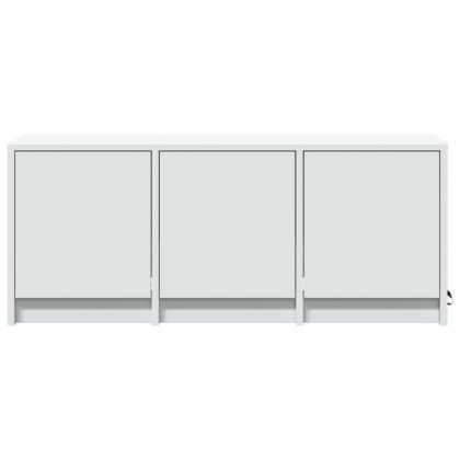 ТВ шкаф с LED, бял, 97x34x40 см, инженерно дърво