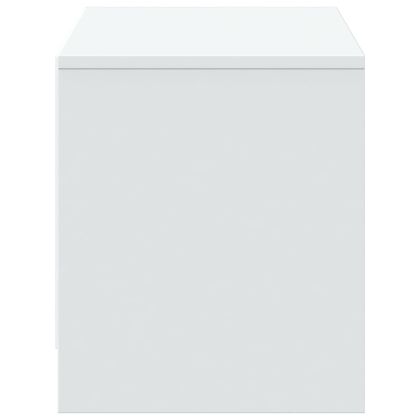 ТВ шкаф с LED, бял, 97x34x40 см, инженерно дърво