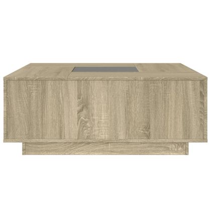 Маса за кафе с Infinity LED, сонома дъб, 100x100x40 см