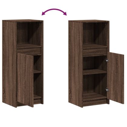 Сайдборд с LED, кафяв дъб, 38x34x100 см, инженерно дърво