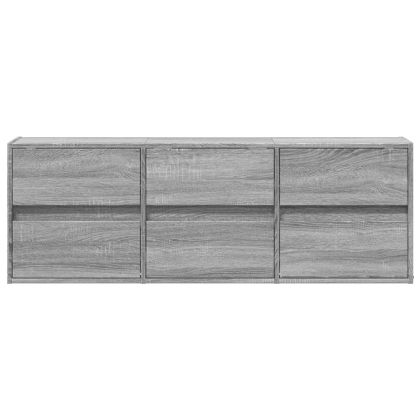 Стенен ТВ шкаф с LED осветление, сив сонома, 130x31x45 см