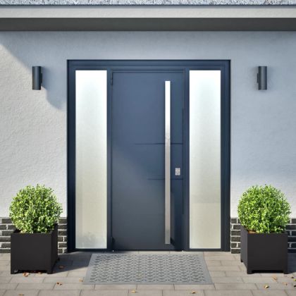 Градински кашпи, 2 бр, черни, 40x40x40 см, стомана