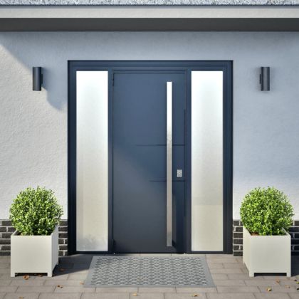 Градински кашпи, 2 бр, бели, 40x40x40 см, стомана