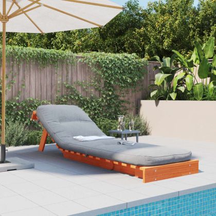 Футон кресло с матрак, восъчнокафяв, 60x206x11 см, бор масив