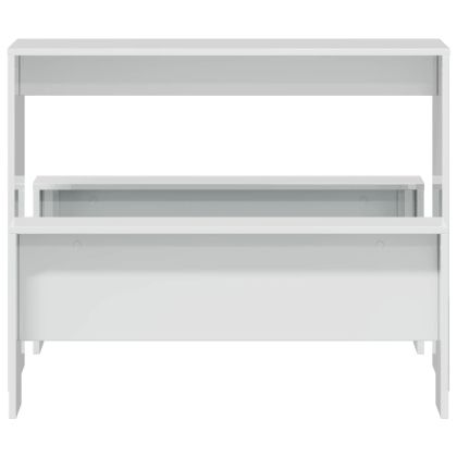 Трапезна маса и пейки, 3 части, бял гланц, инженерно дърво