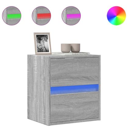 Стенен ТВ шкаф с LED осветление, сив сонома, 41x31x45 см