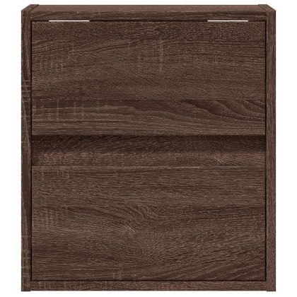 Стенен ТВ шкаф с LED осветление, кафяв дъб, 41x31x45 см