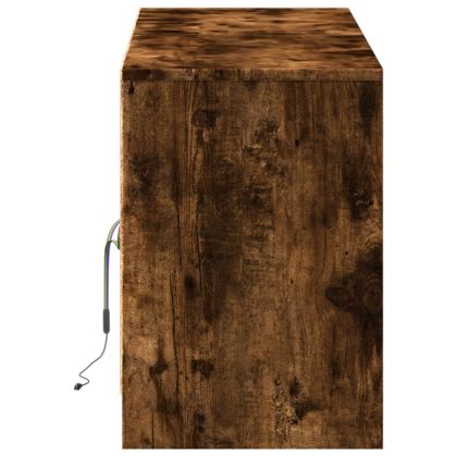 ТВ шкаф с LED, опушен дъб, 139,5x34x50 см, инженерно дърво