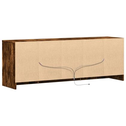 ТВ шкаф с LED, опушен дъб, 139,5x34x50 см, инженерно дърво