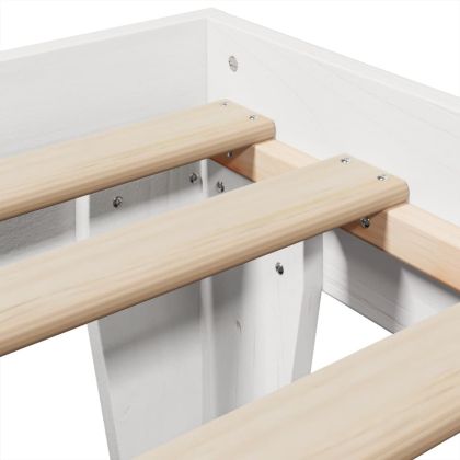 Рамка за легло без матрак, бял, 75x190 см, борово дърво масив