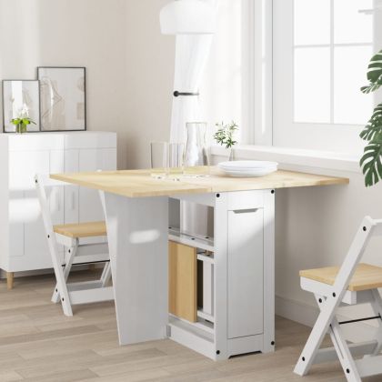 Трапезна маса "Corona" тип пеперуда, сгъваема, бяла, бор масив