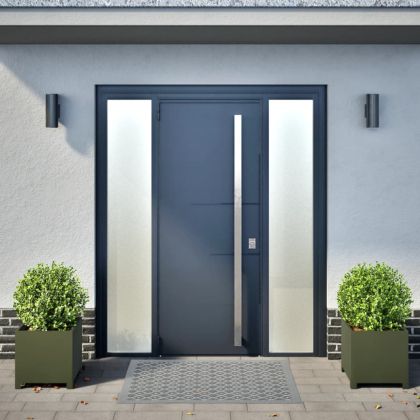 Градински кашпи, 2 бр, маслиненозелени, 40x40x40 см, стомана