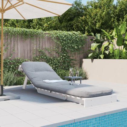 Футон кресло с матрак, бял, 60x206x11 см, борово дърво масив