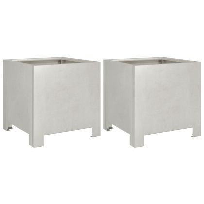 Градински кашпи, 2 бр, 30x30x30 см, неръждаема стомана