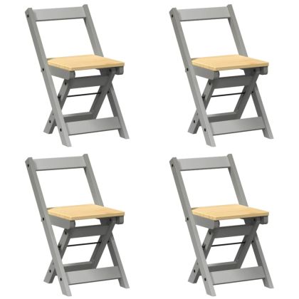 Трапезни столове "Corona" сгъваеми 4 бр сиви борово дърво масив