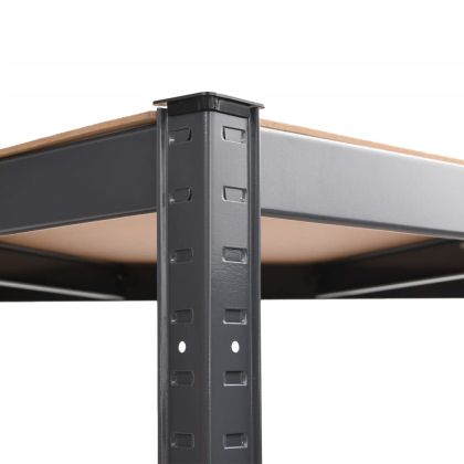 Ъглов стелаж с 4 рафта, антрацит, стомана и инженерно дърво