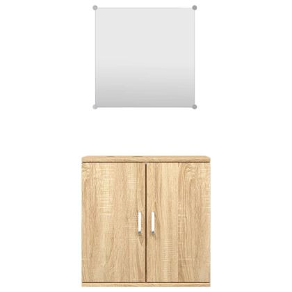 Комплект мебели за баня от 2 части, дъб, инженерно дърво