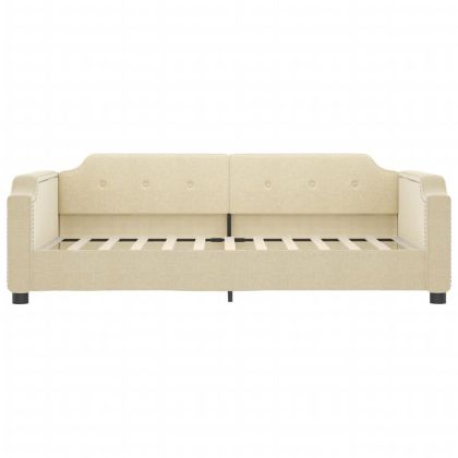 Канапе с изтеглящо разтегателно легло кремаво 90x200 см плат