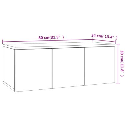 ТВ шкаф, опушен дъб, 80x34x30 см, инженерно дърво